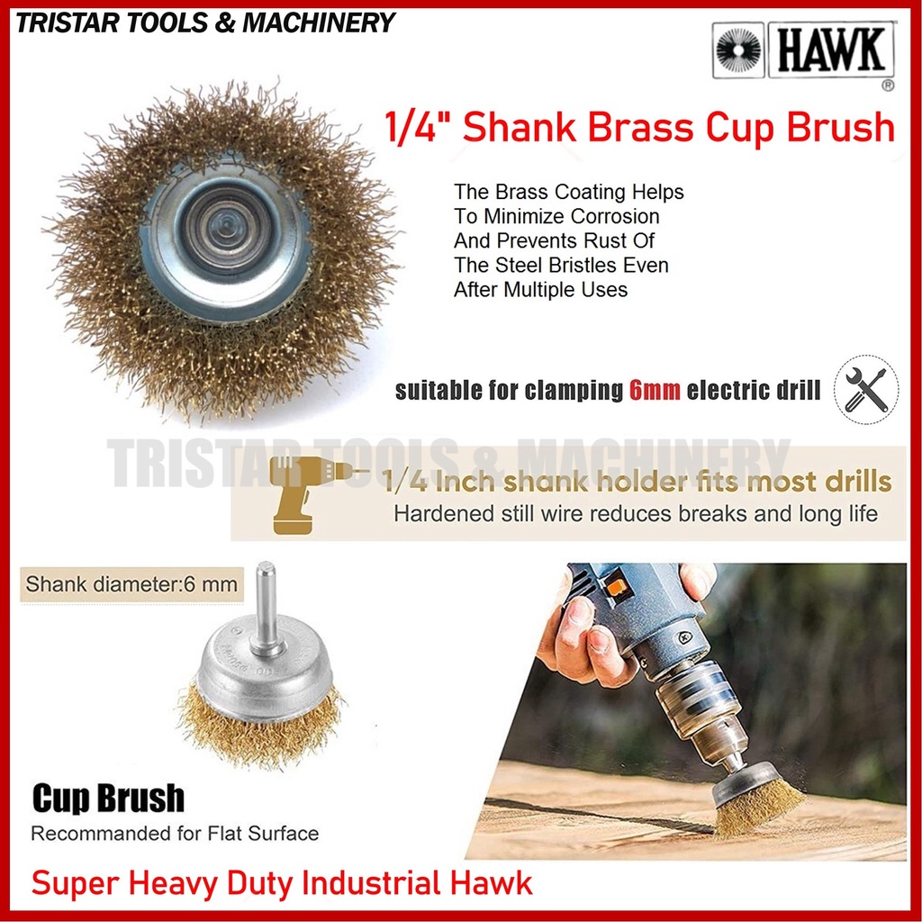 Hawk Heavy Duty Brass Coated Wire Cup Brush For Metal Welding