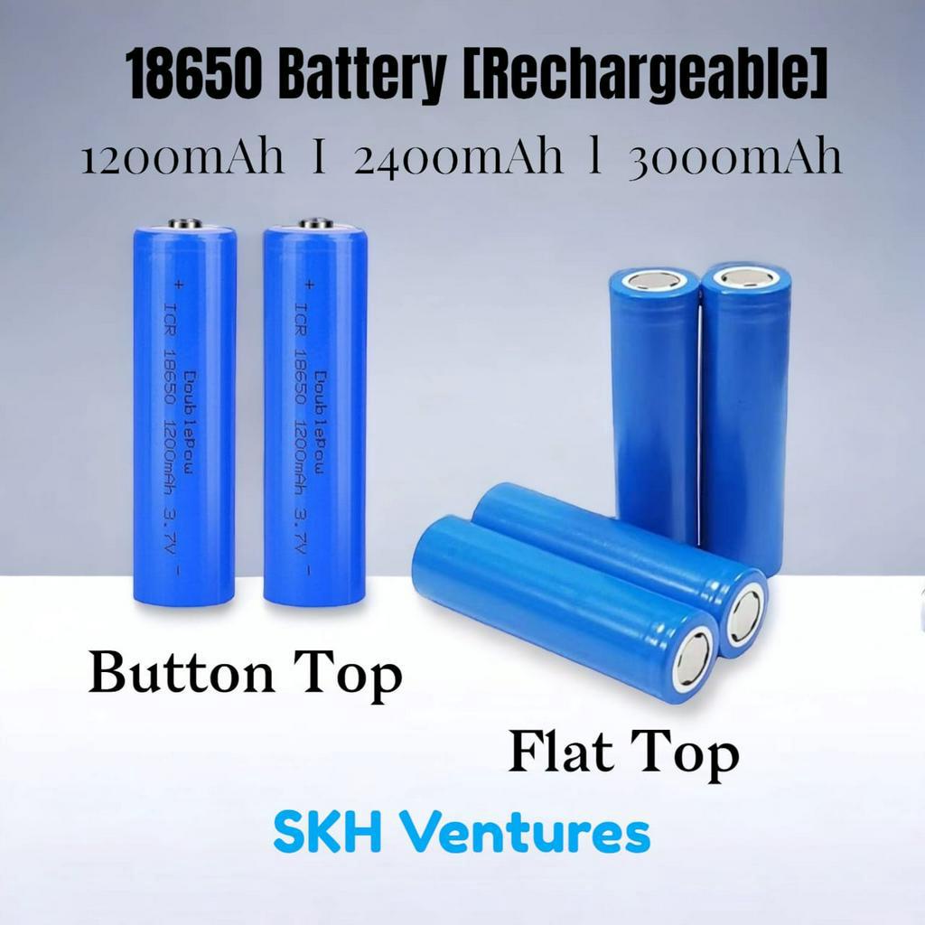 Rechargeable 18650 Battery/Bateri Boleh Cas 18650 [1200/2400/3000mAh] -  Flat Top & Button Top/3 Months Warranty