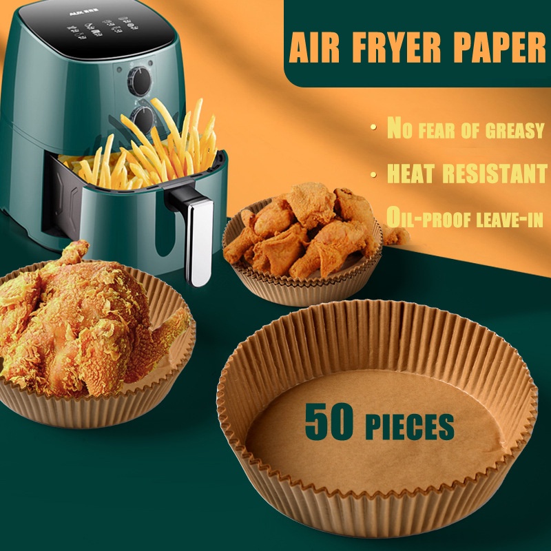 50PCS Air Fryer Paper Air Fryer Disposable Paper Liner Baking Paper Air  Fryer Oilproof Parchment Paper Air Fryer Liners