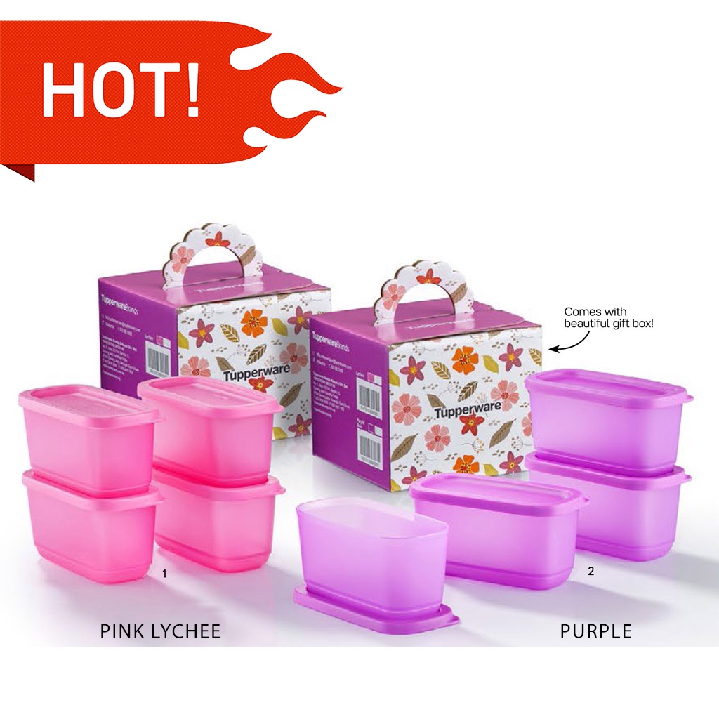 Tupperware Cubix Square Round 650 ml (Set of 2, Pink)