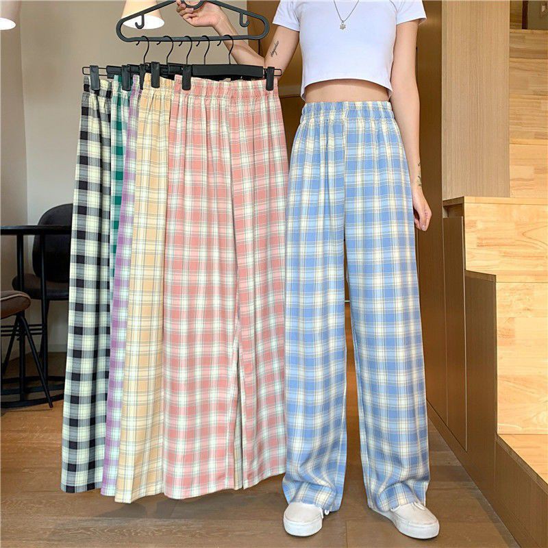 Korean Style Plaid Wide Leg Pants For Women Plus Size, High Waist,  Oversized Checkered Checked Trousers Women For Summer 210707 From Lu003,  $43.27