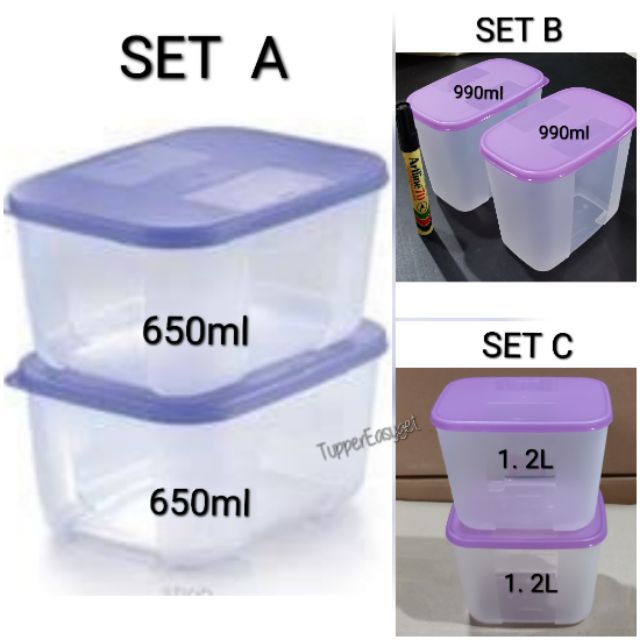 Tupperware tupperware set of 2 small freezer mate containers 650 ml  capacity by tupperware