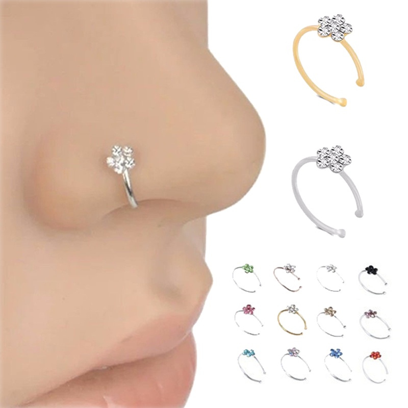 Fashion Fake Nose Ring Crystal C Clip Septum Lip Non Piercing