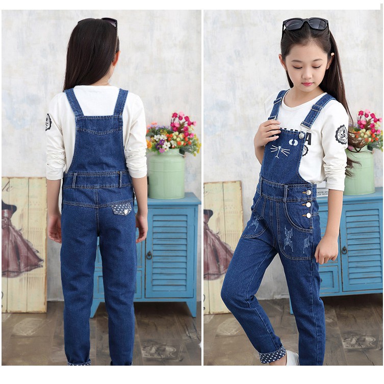 Denim romper long outlet pants