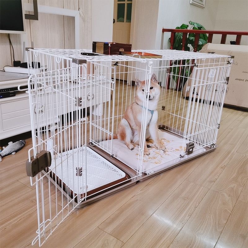 Dog cage with outlet toilet