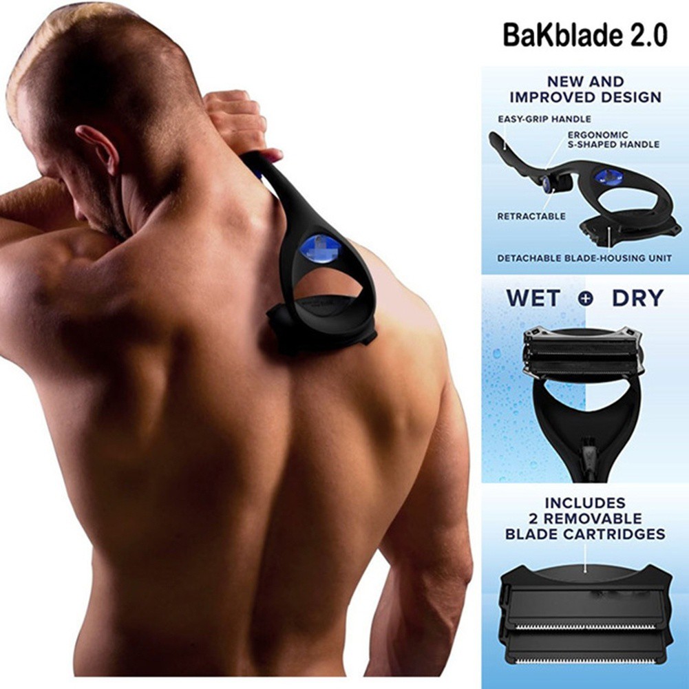 2019 Bakblade 2.0 Back Hair Shaver Long Handle Cordless Foldable Body  Trimmer | Shopee Malaysia