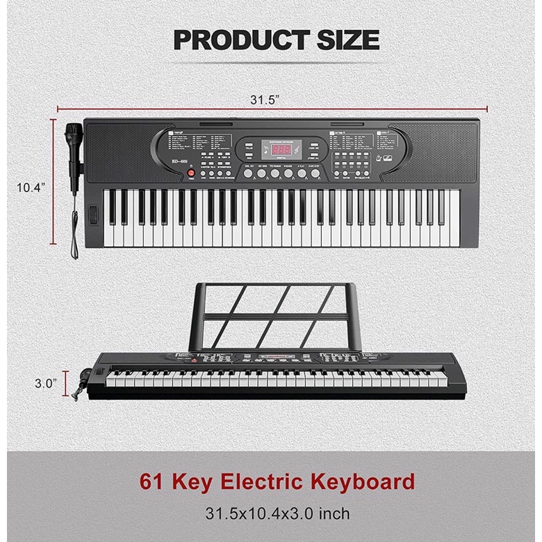 BD669 Portable Keyboard 61 keys (Black)