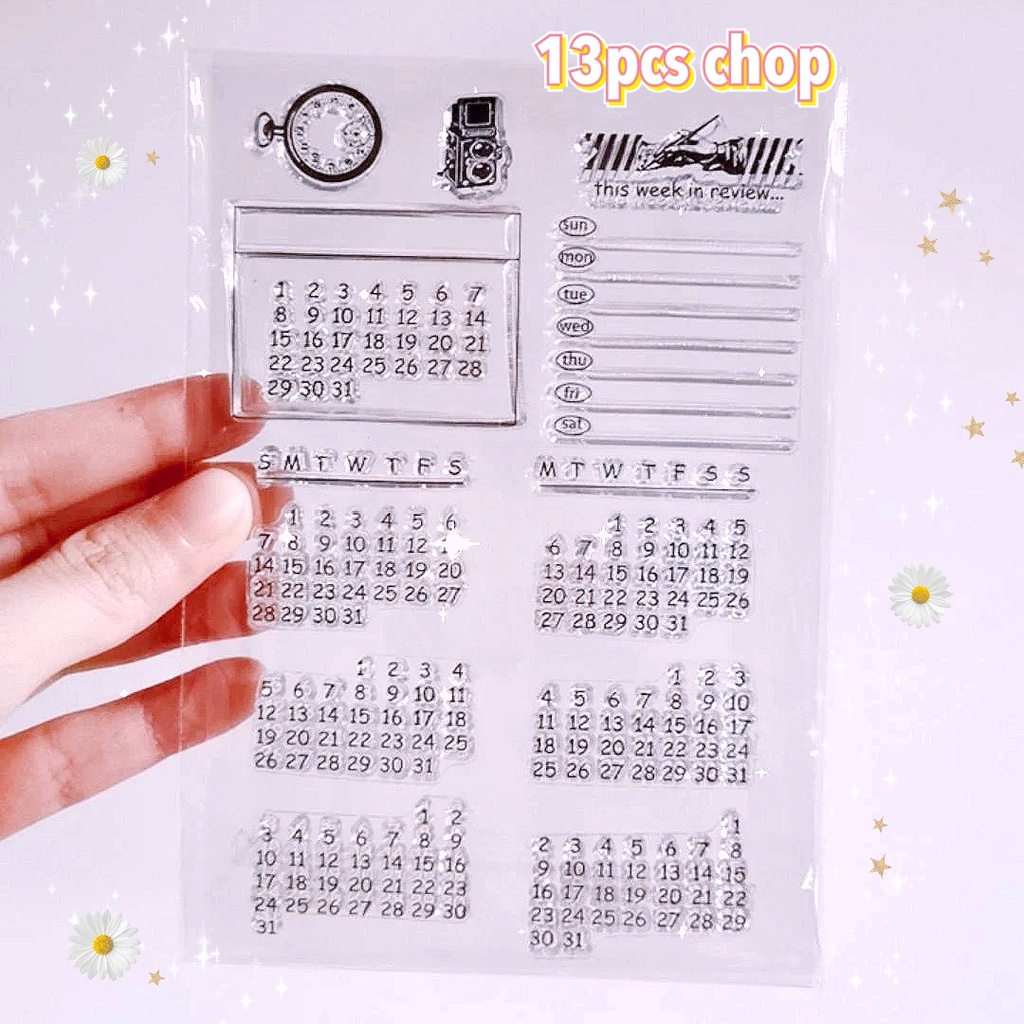 Calendar Stamp, Date Stamp, Week, Clear Stamp, Transparent Stamp, Planner  Stamp, Number Stamp, Month Stamp, Cute Stamp, Kawaii Stamp, Rubber 