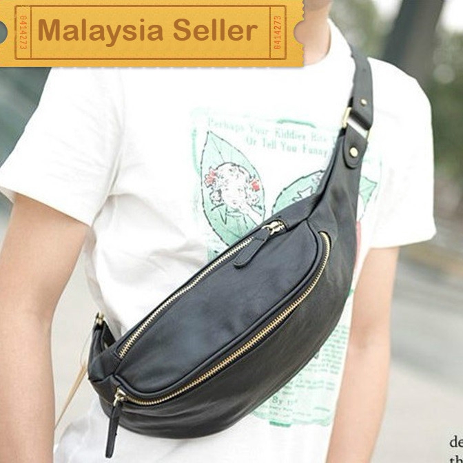 Ready Stock leather waist bag men sling bag men beg pinggang