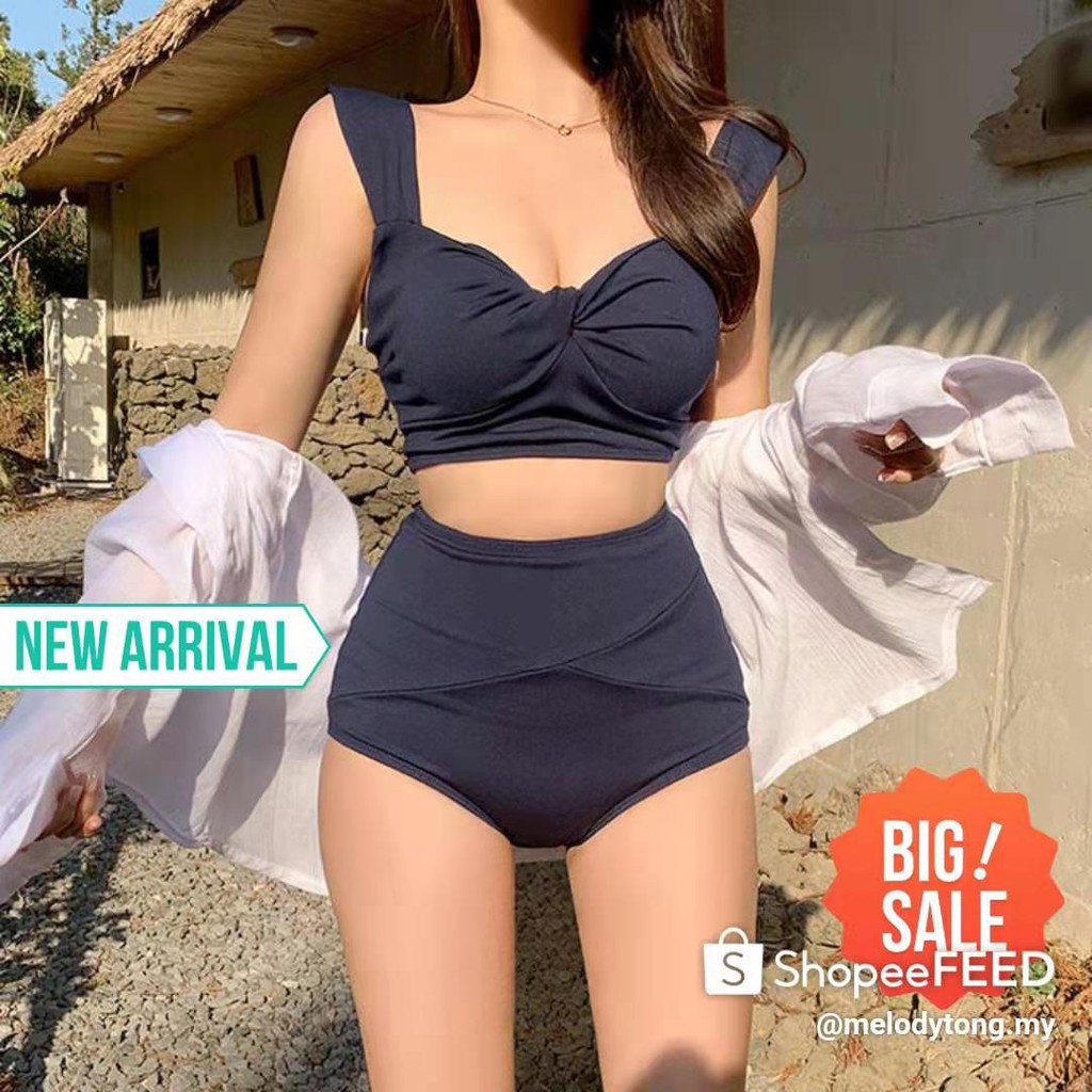 Women's Bikini Set High Waist Swimsuit Push Up Two Piece Swimming Suit  Ladies Solid Swimwear Beach Wear