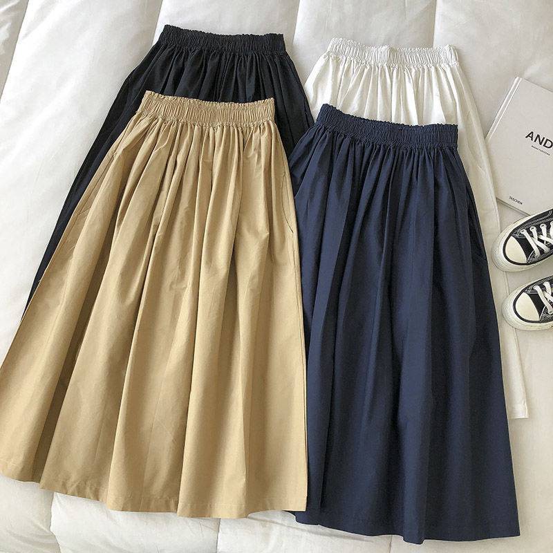 Pure Cotton Midi A-Line Skirt