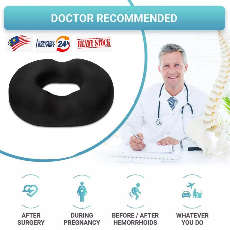 Hemorrhoid Treatment Donut Tailbone Cushion, Prostate Pillow, Pregnancy, Post Natal, Bed Sores, Coccyx, Sciatica, Ultra Premium Comfort Memory Foam.