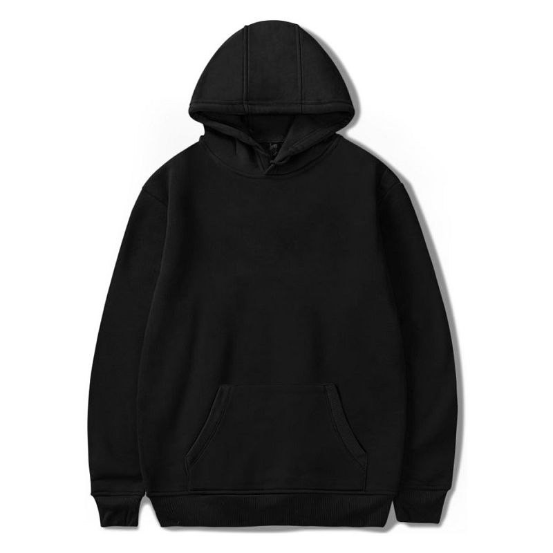 Plus Size Plain Hoodie, Black