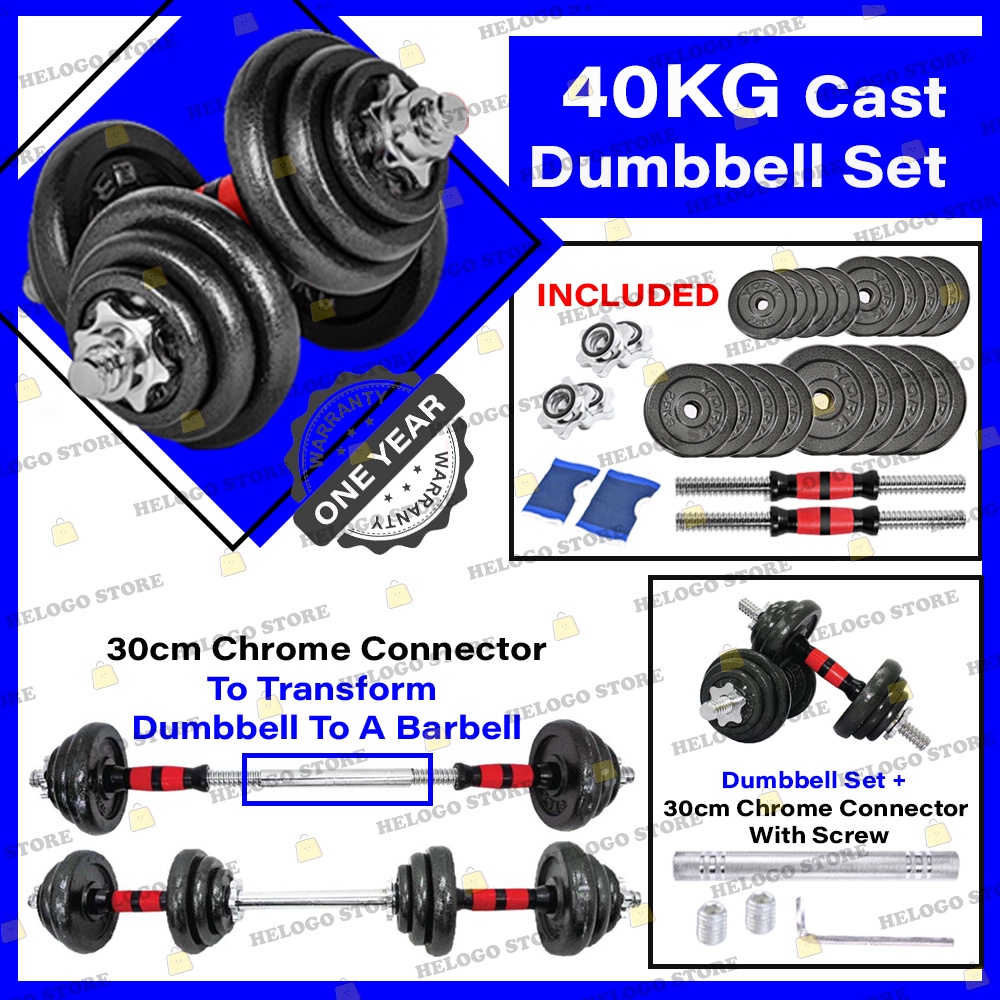 Ready Stock York Steel Cast Iron 40kg Dumbbell Set 20kg x 2PCS