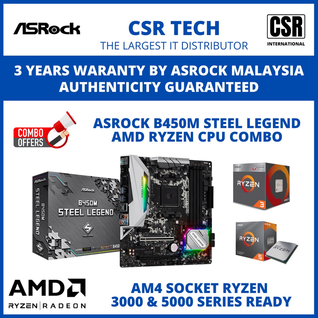 Asrock b450m steel legend ryzen online 3000