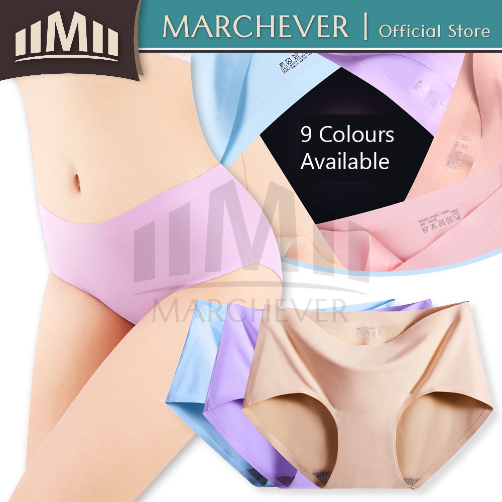 MUNAFIE Ice Silk Seamless Underwear Middle Waist Panties Women