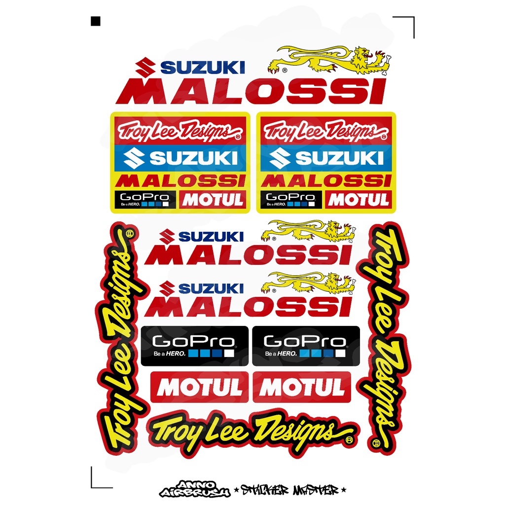 🔥Suzuki V100 Malossi🔥1Set 10pcs Team Suzuki V100 Malossi Premium Quality  Sticker . Freegift inside !
