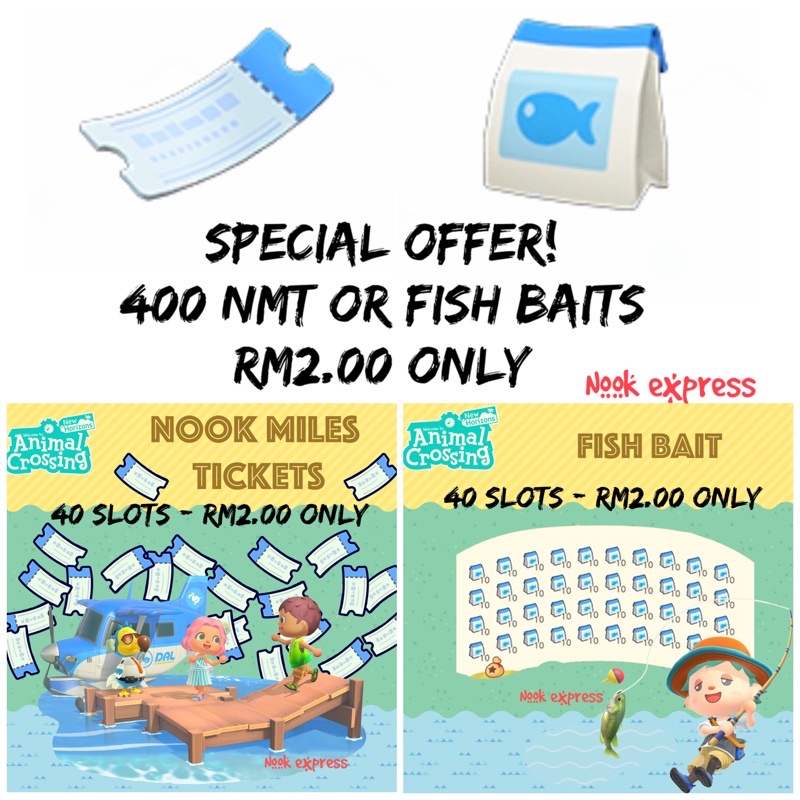 Animal Crossing: [SET] Nook Miles Ticket (NMT)/Fish Bait 🎁with