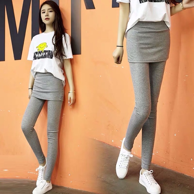 Ready Stock]Korea Style 2in1 Leggings with Skirt