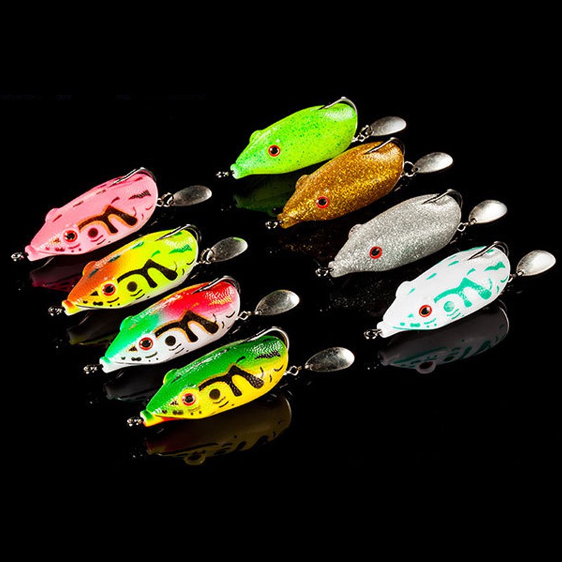 Soft Frog 10.5g 5.5cm Fishing Lures With Metal Sequins Top Water