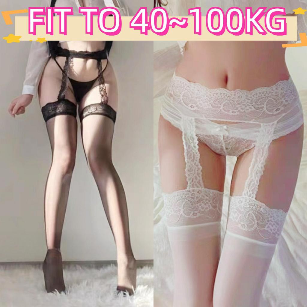 Lace sexy black and white stockings garter one long tube over the knee  stockings sexy stockings | Shopee Malaysia