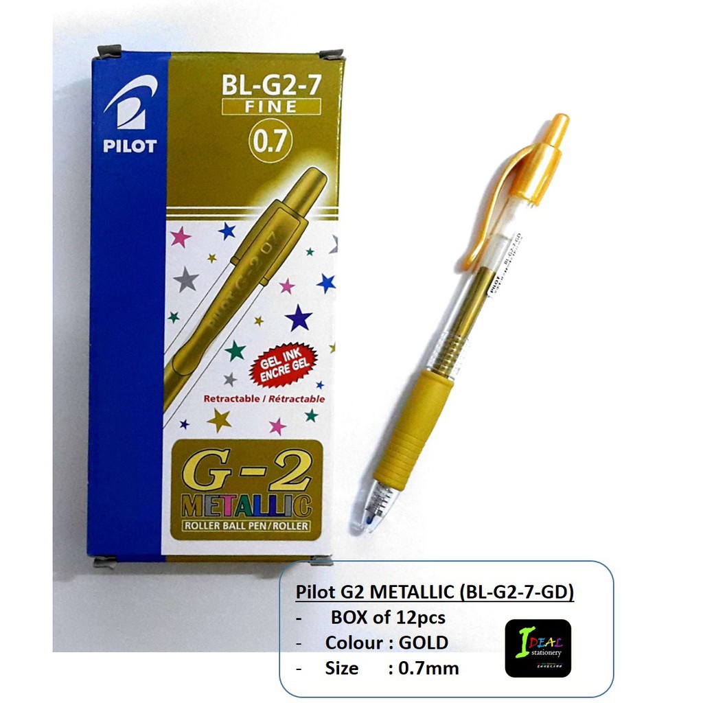 Pilot G2 Metallic Gel Ink Rolling Ball Pens in Gold & Silver - Fine Point -  Pack of 2
