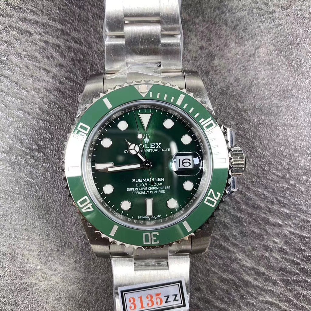 Stainless Steel Rolex Submariner Silver Green Dial Swiss Automatic