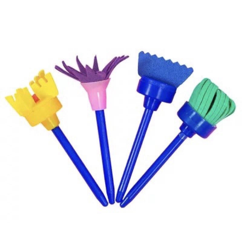 Ready Stock In Malaysia 🇲🇾4pcs DIY Flower Graffiti Sponge Art Supplies Brushes  Painting Tools kid art kids art