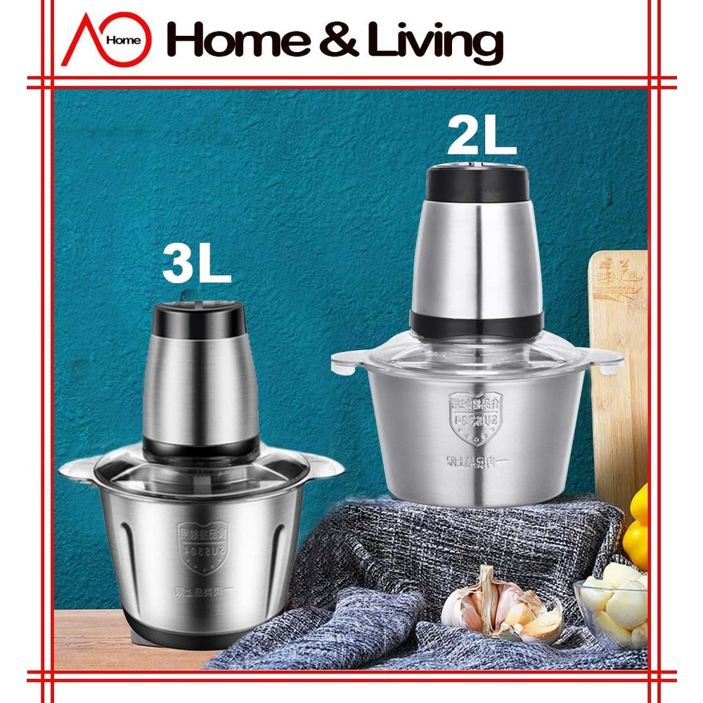 READY STOK] KCJ 2L Stainless Steel Electric Meat Mincer Chopper Food  Processor Blender Grinder-Pengisar Daging