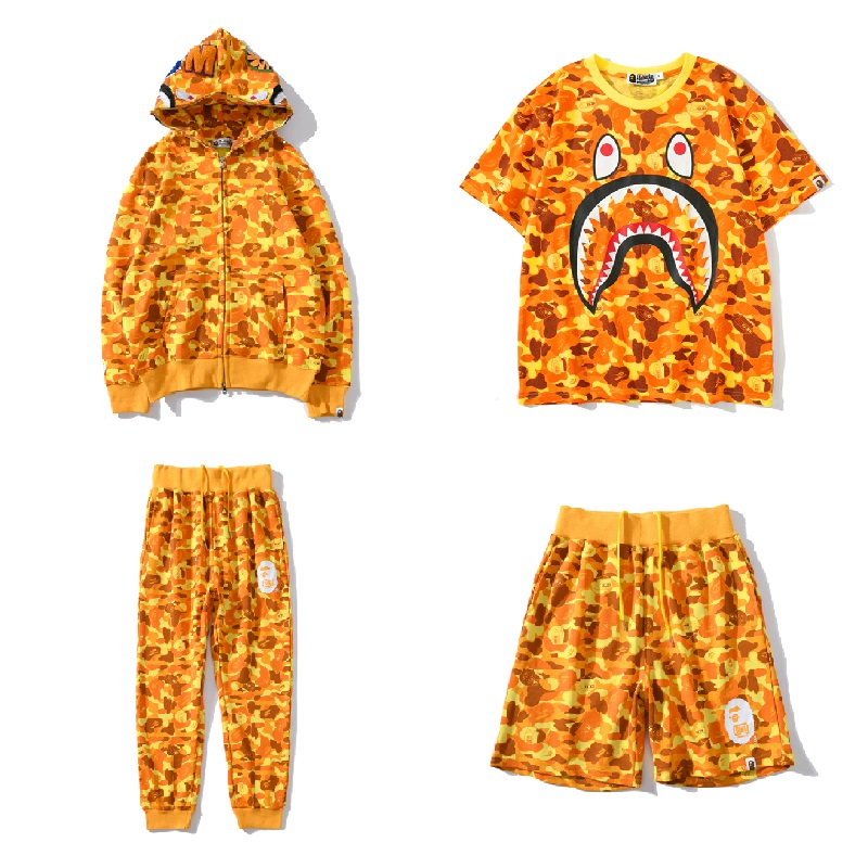 BAPE x PUBG orange hoodies Battlefield Shark Commemorative Edition