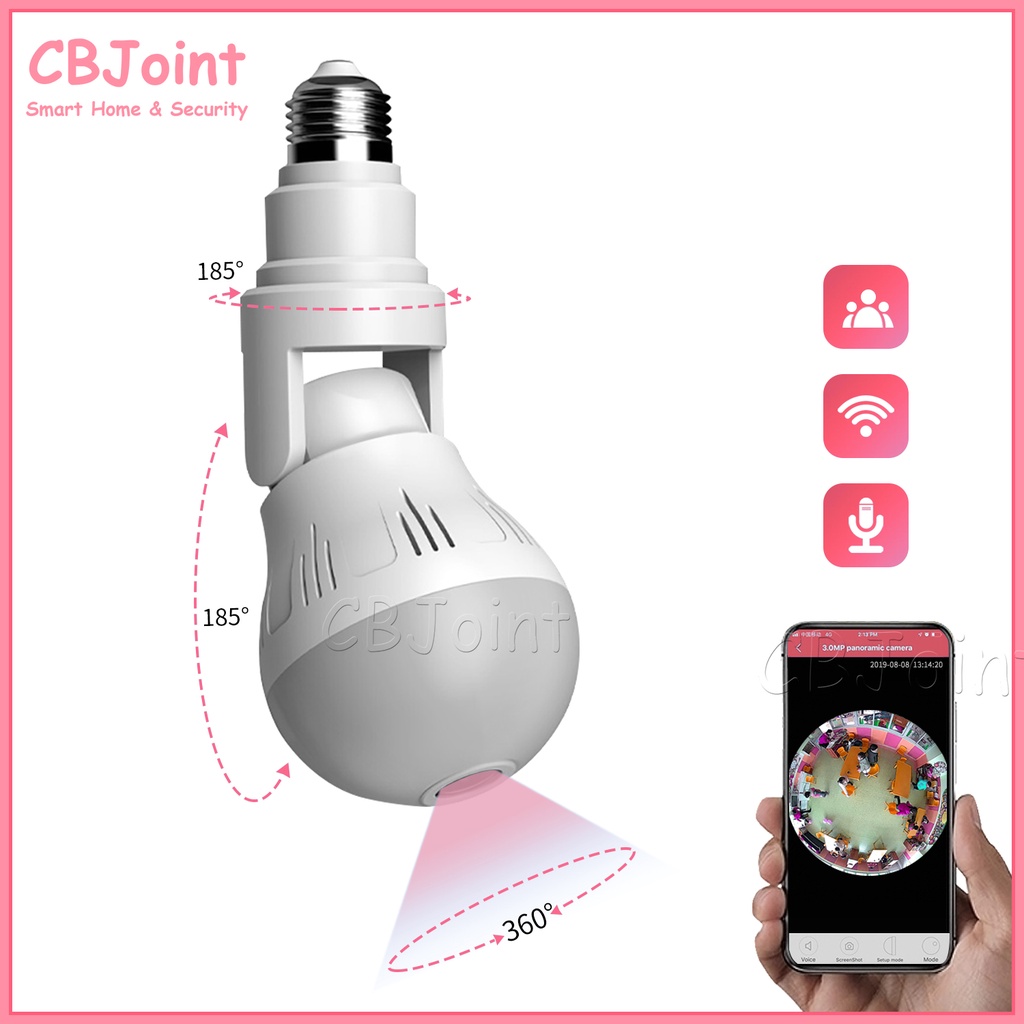 CCTV Wireless Camera E27 Led Light Bulb Camera 1080P 360 Camera CCTV Wifi IP Security Camera V380 Pro APP Cloud