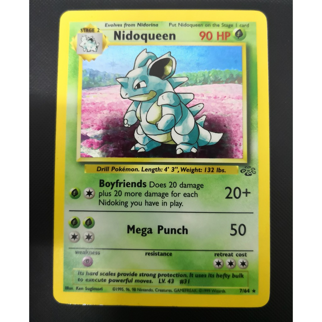 Pokemon Nidoqueen 7/64 Rare Holo Jungle Excellent Card | Shopee
