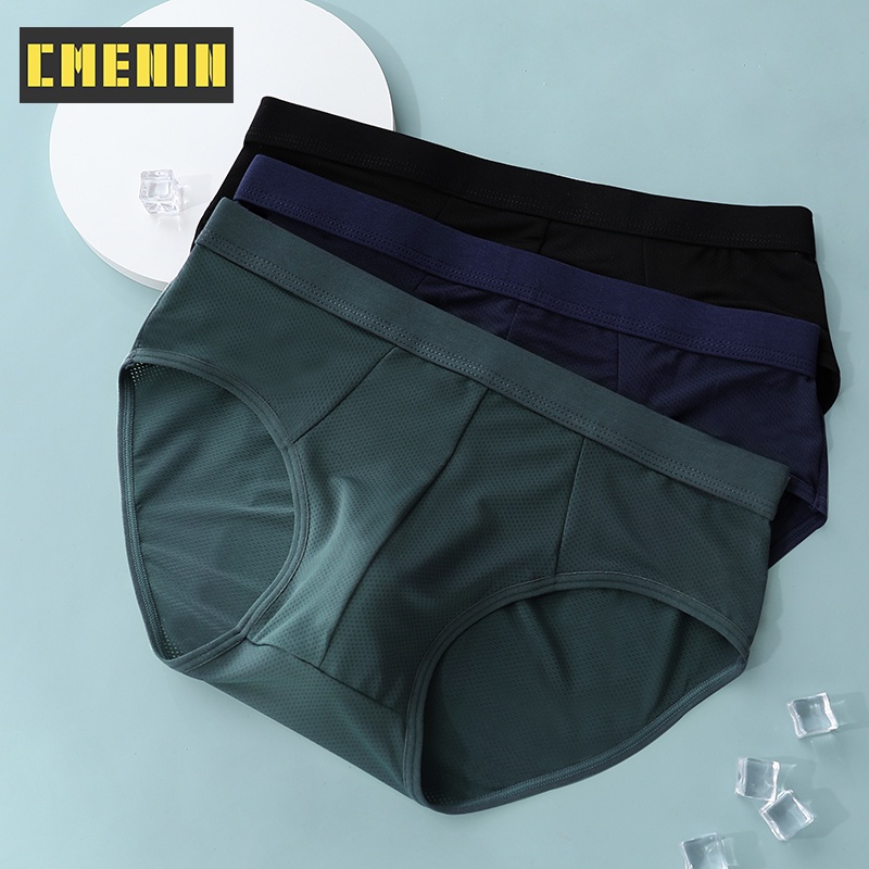 Black Men Bulgemen's Solid Color Briefs - Breathable Nylon Underwear With  Mesh Crotch