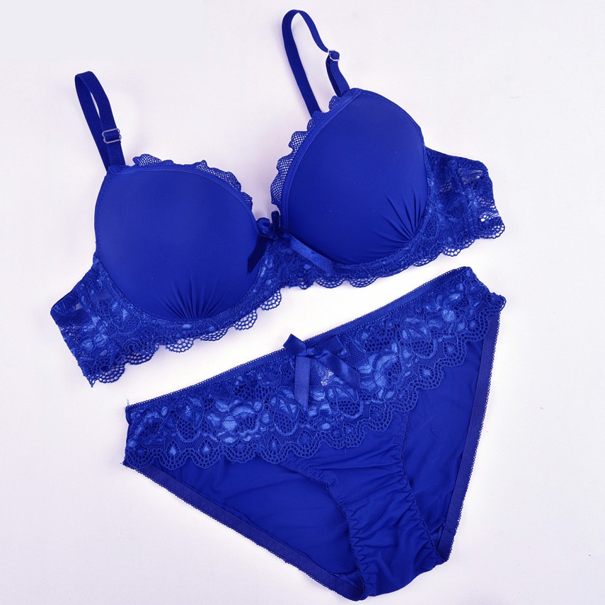 Women Lingeries-sexy Xxl Bra And Panty Sets Blue Plus Size