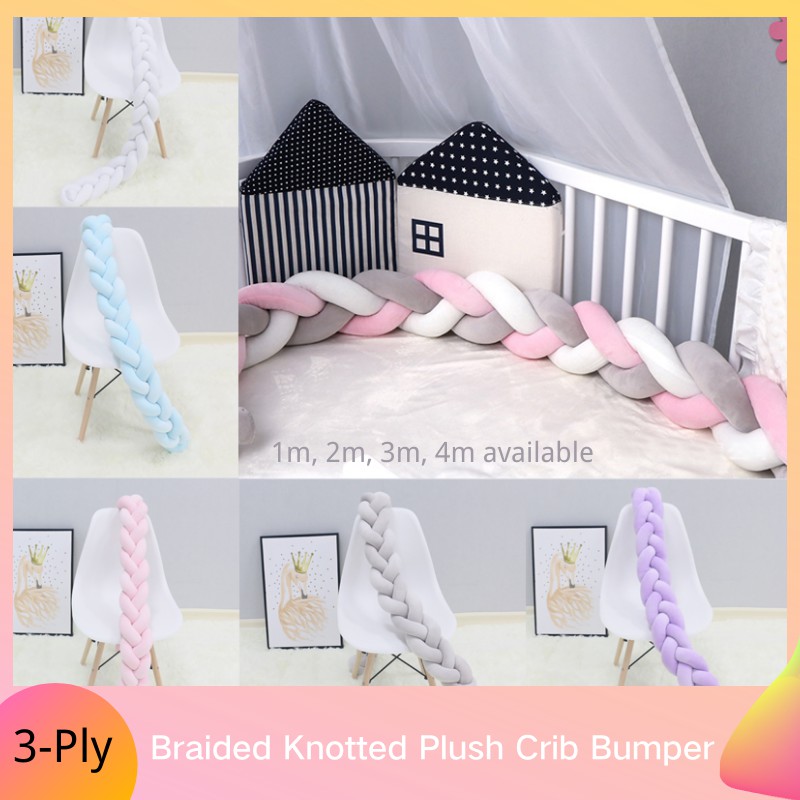 Soft Plush Baby Bed Bumper 1m Knot Weaving Protector For Crib