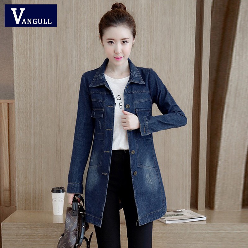 Women's long hot sale jean coat