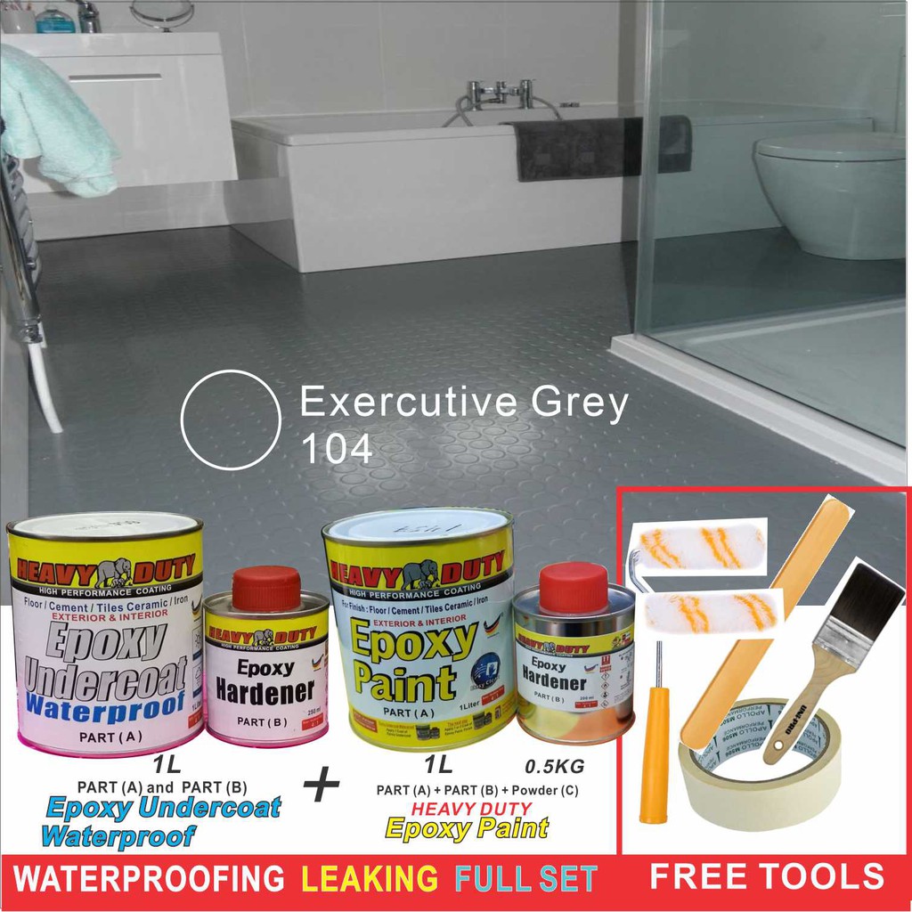 104 FULL SET Epoxy Floor Coating HEAVY DUTY FREE Tool Set 1L