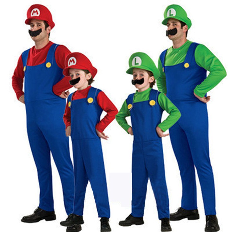 Super Mario Bros Cosplay Costume Genitore-bambino Indossa Set