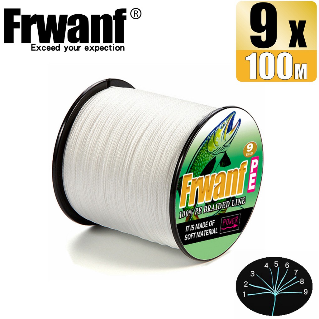 braided line tali pancing benang Frwanf 100M 9 Strands White