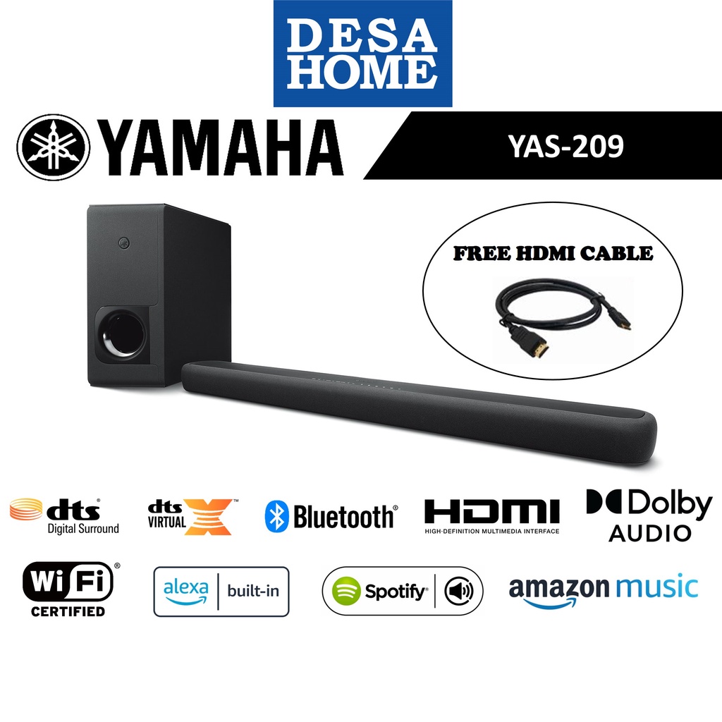 Yamaha YAS-209 Built-in Alexa, DTS Virtual:X & Wireless Subwoofer