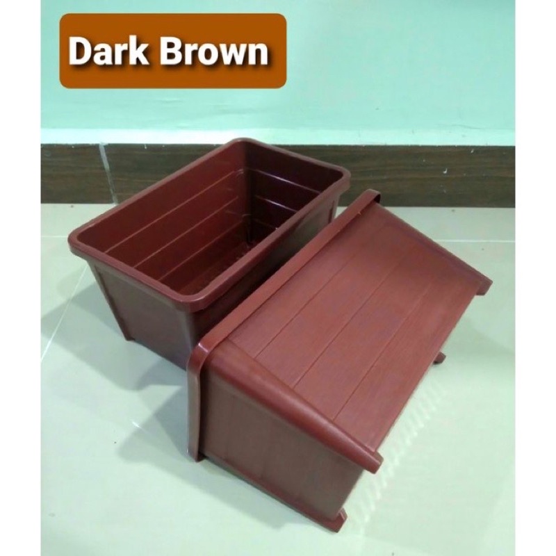 Petak Pasu Bunga Coklat Kecil Murah Segi Empat Pasu Plastik Brown Square  Small Flower Pot W13xL13xH9cm 1pc