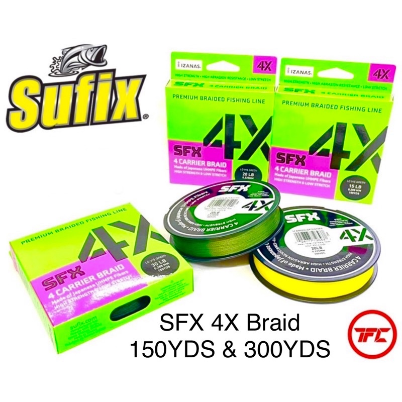 New SUFIX SFX 4X 150YDS 300YDS Carrier Braid Fishing Line Braided
