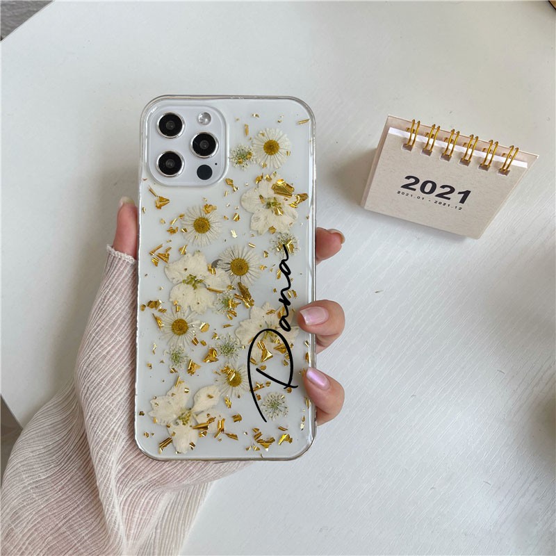 Custom Name on Blossom Gold Glitter Phone Case for iphone 13 pro