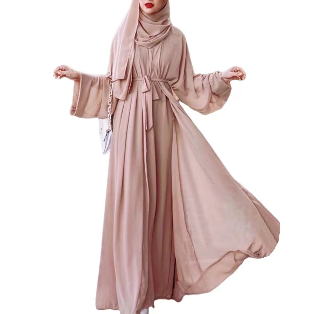 Plum Front Split Chiffon Abaya