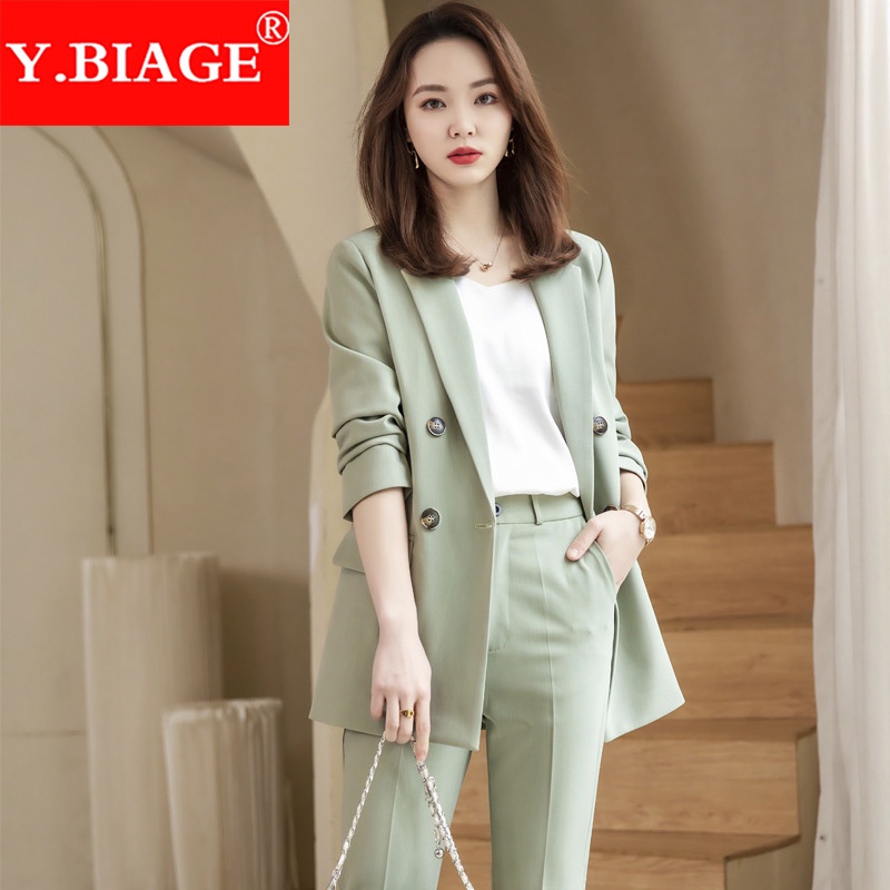 Women's Professional Suit Summer Slim Fashion Korean Business OL Work 2Pc  Set