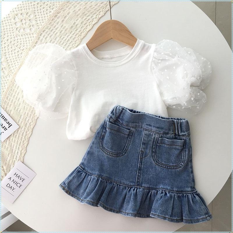 Baby girl shop denim ruffle skirt