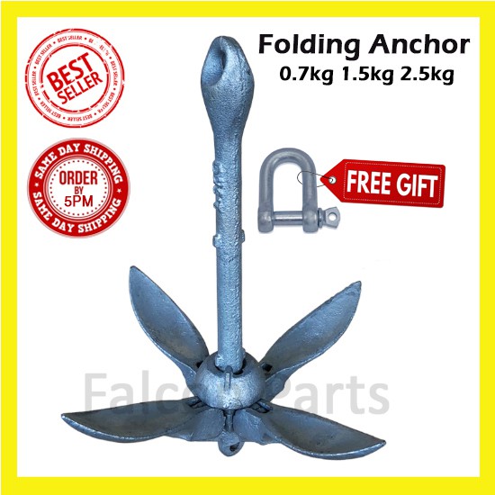 Marine Boat Folding Anchor with Shackle ( Sauh Payung ) Small