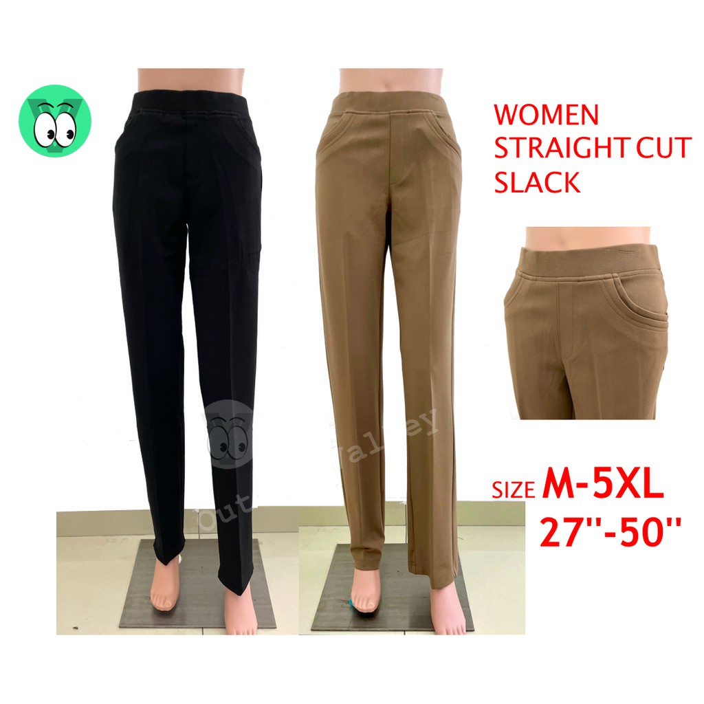 PLUS SIZE Women Stretchable Slack/Office Pants Straight Cut M-6XL  (BLACK/BROWN/GREY)