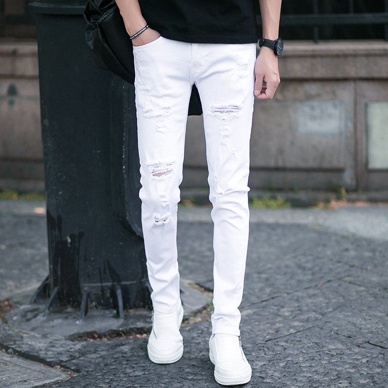 Black and white outlet ripped jeans