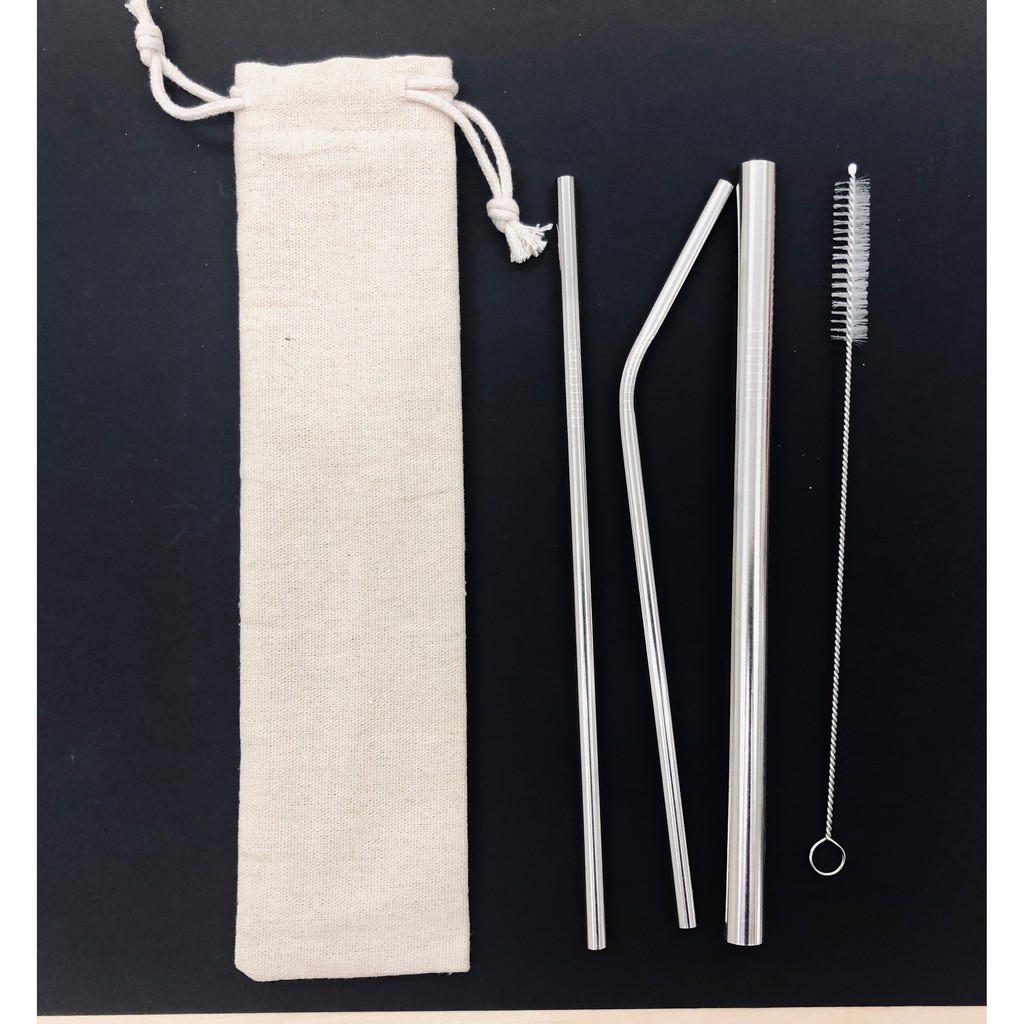 Eco Stainless Steel Straw Set with Cotton Pouch - Greenworks Malaysia